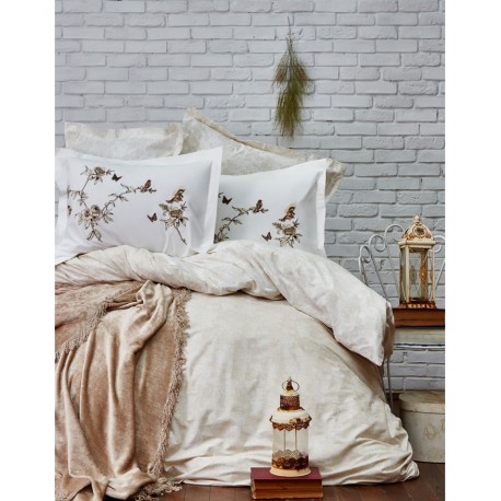 Набор постельного белья Karaca Home + покрывало Mathis 2017-1 beige евро