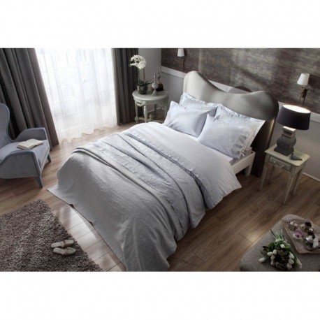 Набор постельное белье жаккардовый сатин с покрывалом и полотенцами Tac - Avon gri евр