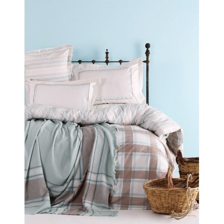 Набор постельное белье с пледом Karaca Home - Aron 2017-1 евро