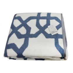 Одеяло шерстяное жаккардовое Vladi - Марокко бело-голубое 170*210 двуспальное