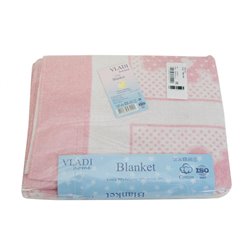 Детское одеяло хлопковое жаккардовое Vladi - 100*140 Барни бело-ярко-розовое