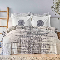 Комплект постільної білизни Karaca Home - Calipso indigo індиго pike jacquard 200*220 євро