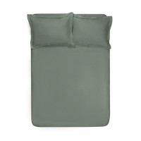 Простирадло з наволочками сатин premium Lotus Home - Basic k.yesil євро 230*250+50*70 (2)