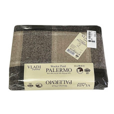 Плед вовняний Vladi - Палермо №7 Sofa біло-пісочно-касторовий 170x200 двоспальний