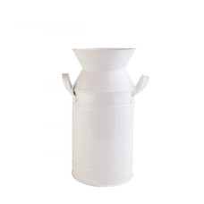 Декоративна ваза Barine - Metal Milk Can White M