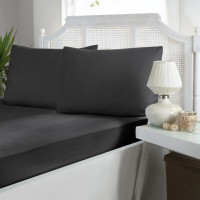Простирадло на резинці з наволочками First Choice сатин - Anthracite 160*200+50*70 (2)