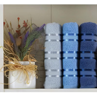 Набір рушників Gursan Cotton Stripe Micro Deluxe — Blue 70*140 (3 шт.)