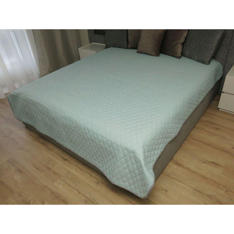 Покривало Decorator двостороннє - Ромб сіро/м'ятний 240x215