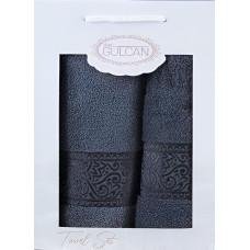 Набір рушників Gulcan Cotton — Ornament Dark Grey 50*90+70*140