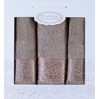 Набір рушників Gulcan Cotton — Ornament Cappuccino 50*90 (2 шт.)+70*140 (1 шт.)