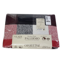 Плед вовняний Vladi — Палермо No8 Pictor біло-червоно-чорний 140*200 полуторний