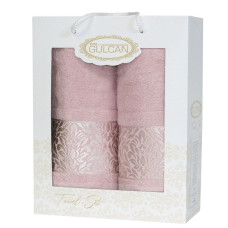 Набір рушників Gulcan Cotton — Flower Ornament Pink 50*90+70*140