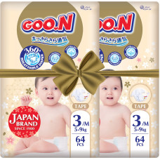 Підгузки GOO.N Premium Soft для дітей (розмір 3(M), 5-9 kg, 128 шт.)