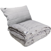 Набір ковдра з подушкою Руно - Grey сіра полуторна 140x205+50x70 см 200 г/м2 (16351)