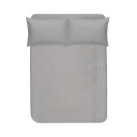 Простирадло на гумці з наволочками сатин premium Lotus Home — Leona сірий 180*200+50*70 (2)