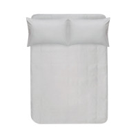 Простирадло на гумці з наволочками сатин premium Lotus Home — Leona світло-сіре 160*200+50*70 (2)