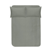 Простирадло на гумці з наволочками сатин premium Lotus Home — Leona хакі 160*200+50*70 (2)