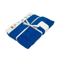 Набір для сауни Gursan Cotton чоловічий — Blue (рушник 65*150 + 50*90 + капці)