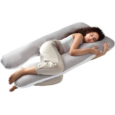 Подушка довга IDEIA 140х75х20 - П-подібна для сну та відпочинку з наволочкою на блискавці св.сірий/білий