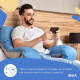 Подушка довга IDEIA 140х75х20 - П-подібна для сну та відпочинку стьобана з наволочкою на блискавці джинс/св.сірий