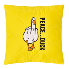 Подушка декоративна IDEIA 40х40 - PEACE... DUCK бойовий гусак з вишивкою жовта