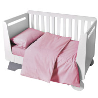 Комплект дитячої постільної білизни в ліжечко IDEIA Papaella бавовна з вишивкою рожевий