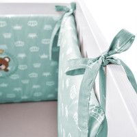 Бортик захисний у ліжечко IDEIA Papaella 198x42 см бавовна корона м'ята