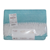 Плед бавовняний Vladi - Валенсія №3 Parquet біло-м'ятний 140*200 полуторний