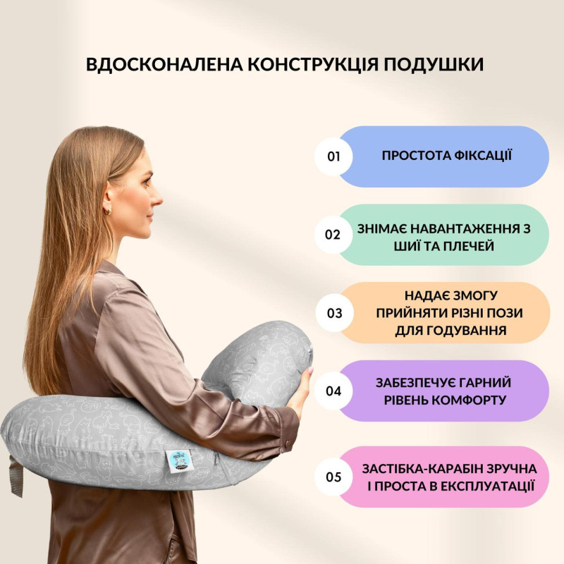 Подушка для годування IDEIA 60х70х16 - Диванчик котики сіра Подушка для годування IDEIA 60х70х16 - Диванчик котики сіра