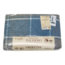 Плед вовняний Vladi - Палермо №7 Sofa біло-дим-сірий.блакитний 140*200 полуторний оптом