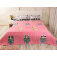 Покривало двостороннє Руно 150x212 см - Оwl фуксія сатин (17496)