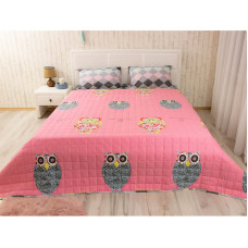 Покривало двостороннє Руно 150x212 см - Оwl фуксія сатин (17496)