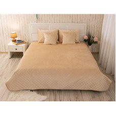 Покривало двостороннє Руно 150x220 см - Велюр Beige бежевий ромб (26078)