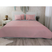 Покривало двостороннє Руно 220x240 см - Велюр Pink and Grey рожевий ромб (28050)