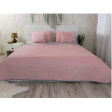 Покривало двостороннє Руно 150x220 см - Велюр Pink and Grey рожевий ромб (28048)