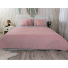Покривало двостороннє Руно 220x240 см - Велюр Pink and Grey рожевий ромб (28050)