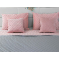 Покривало двостороннє Руно 180x220 см - Велюр Pink and Grey рожевий ромб (28049)