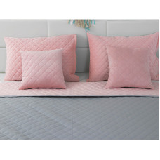 Покривало двостороннє Руно 180x220 см - Велюр Pink and Grey рожевий ромб (28049)