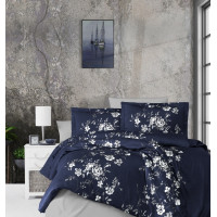 Постільна білизна First Choice сатин — Arya navy blue євро