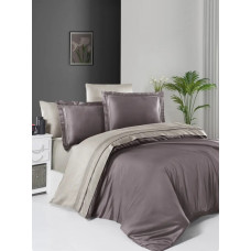 Постільна білизна First Choice сатин Deluxe — Serenity lilac-beige євро