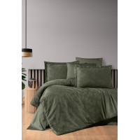 Постільна білизна First Choice сатин Dark жакард — Nichol dark green євро