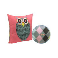 Подушка Руно 50x50 - Owl Grey рожевий сатин (17410)