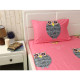Набір простирадло з наволочкою Руно - Owl рожевий сатин 143x215+50x70 см (20533)