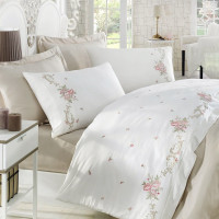 Постільна білизна Dantela Vita сатин з вишивкою — Rosenna євро