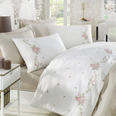 Постільна білизна Dantela Vita сатин з вишивкою — Rosenna євро