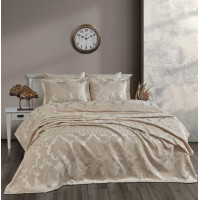 Покривало жакард із наволочками Dantela Vita - Armada vizon темно-бежевий євро 250*260 Покривало жакард із наволочками Dantela Vita - Armada vizon темно-бежевий євро 250*260