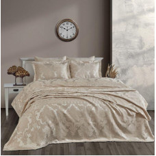Покривало жакард із наволочками Dantela Vita - Armada vizon темно-бежевий євро 250*260