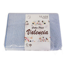 Плед бавовняний Vladi — Валенсія No13 Boucle біло-сіро-блакитний 170x210 двоспальний