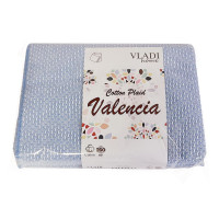 Плед бавовняний Vladi — Валенсія No13 Boucle біло-сіро-блакитний 170x210 двоспальний