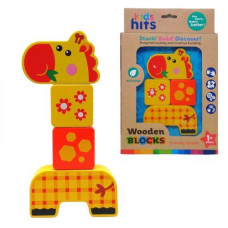 Дерев'яна іграшка-конструктор "Wooden Blocks: Жирафа", 4 елементи Kids hits (234243)